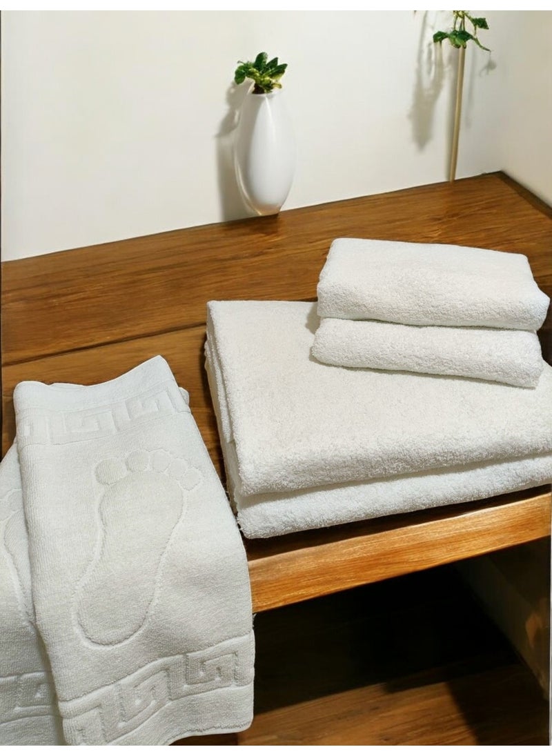 Cnr Garden 6 Piece White Large Bathroom Towel Set Foot Towel, Bath Towel, Hair Towel  - Image 5