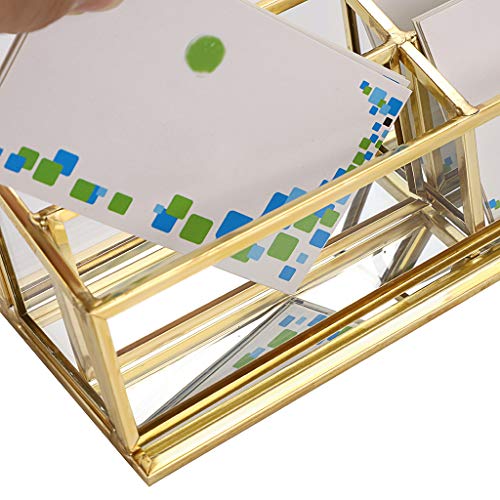 Hipiwe 4 Slots Glass Business Card Holder Stand - Vintage Gold Metal Name Card Display Stand Office Desktop Countertop Business Card Organizer - Image 4