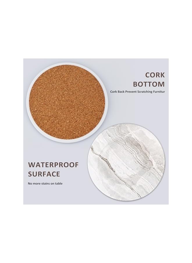 The Bros Set of 6 Marble Style Coasters for Drinks with Holder, Absorbent Coaster,Perfect Housewarming Gift, Wedding Gift, or for Your Kitchen, Living Room, & Coffee Table Decor - Image 4