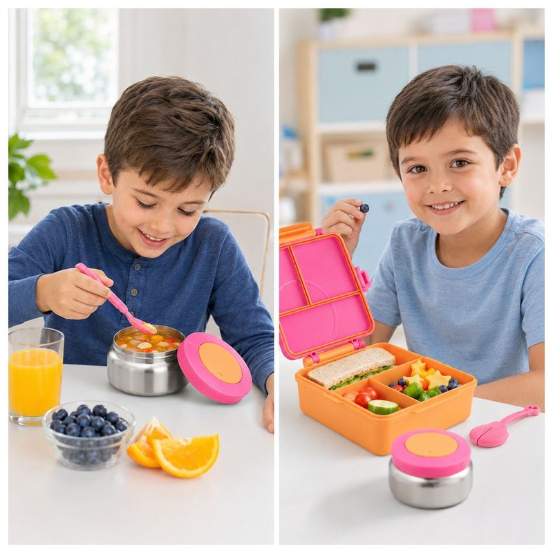 BonBon - Grand 3-4 Compartments Leakproof Lunchbox - Pink/Orange - Image 3