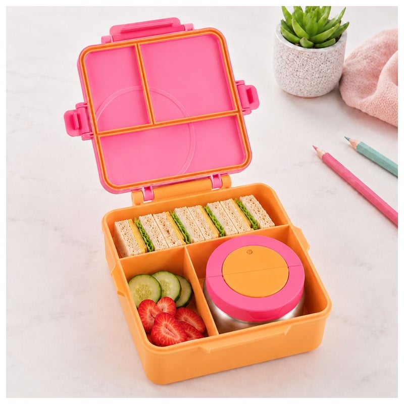 BonBon - Grand 3-4 Compartments Leakproof Lunchbox - Pink/Orange - Image 5
