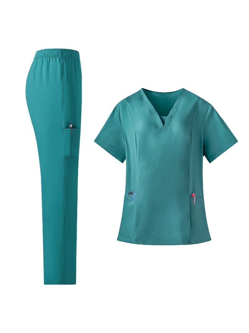 Unisex Four-Way Stretch Scrub Suits – Quick-Dry Medical Surgical Gowns with Short Sleeves - Image 5