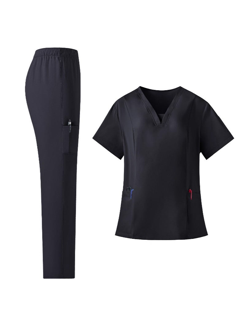 Unisex Four-Way Stretch Scrub Suits – Quick-Dry Medical Surgical Gowns with Short Sleeves - Image 4