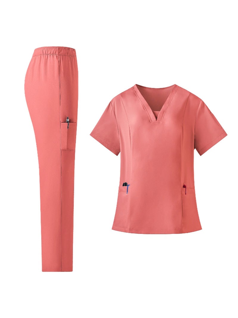 Unisex Four-Way Stretch Scrub Suits – Quick-Dry Medical Surgical Gowns with Short Sleeves - Image 3