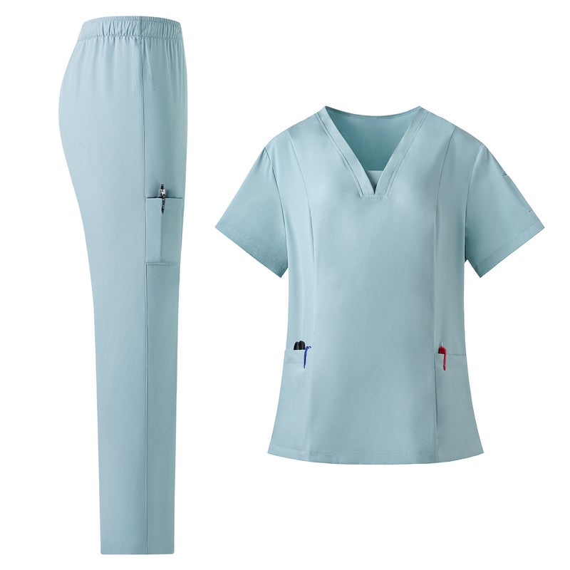 Unisex Four-Way Stretch Scrub Suits – Quick-Dry Medical Surgical Gowns with Short Sleeves - Image 1