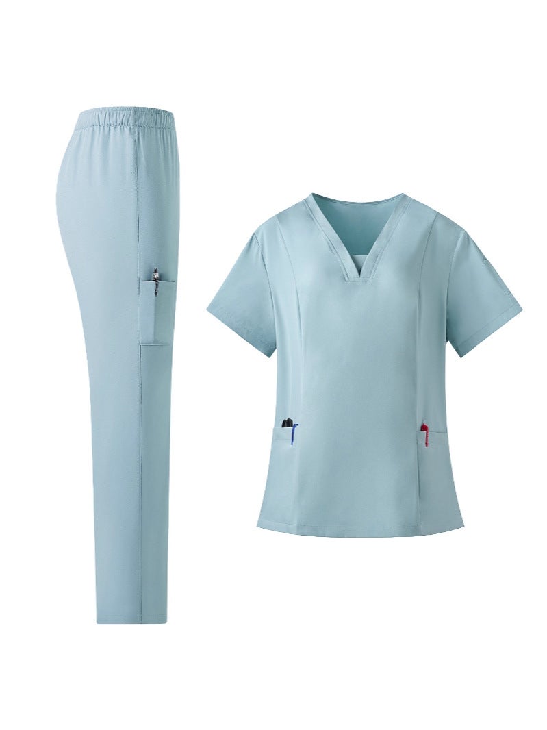 Unisex Four-Way Stretch Scrub Suits – Quick-Dry Medical Surgical Gowns with Short Sleeves - Image 2