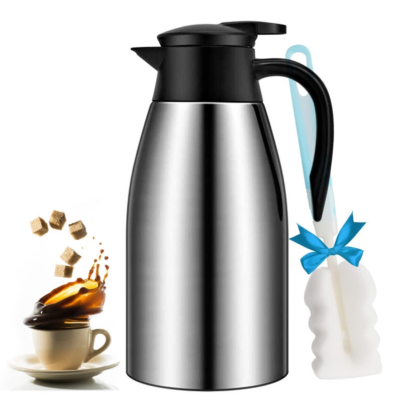 GearRoot 68oz Coffee Carafe Airpot Insulated Coffee Thermos Urn Stainless Steel Vacuum Thermal Pot Flask for Coffee Hot Water Tea Hot Beverage  Keep 12 Hours Hot 24 Hours Cold 