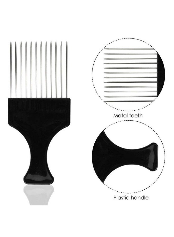 findTop 6 Packs Afro Comb Metal Pick Comb Findtop Afro Braid Pick Hairdressing Detangle Wig Braid Hair Styling Comb Styling Tool Black - Image 4
