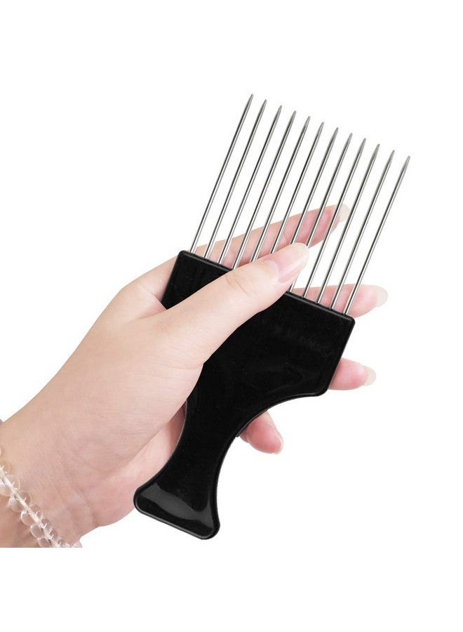 findTop 6 Packs Afro Comb Metal Pick Comb Findtop Afro Braid Pick Hairdressing Detangle Wig Braid Hair Styling Comb Styling Tool Black - Image 5