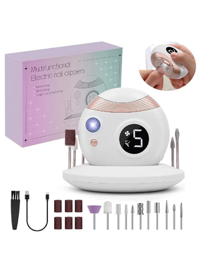 BlueFire 3-in-1 Electric Nail Clipper & Polisher with LED Light & Digital Display - Rechargeable Low-Noise Manicure Machine for Baby, Kids, Adults & Seniors - Portable All-in-One Nail Care Kit with 11 Attachments - Image 1