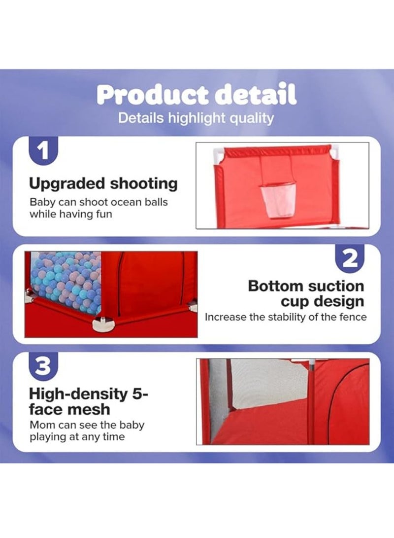 Portable Baby Play Yard and Spacious Activity Center with Fabric Floor, Foldable Design, Basketball Hoop, Hexagonal Tent for Baby Play with Fence for your Child's Safety  - Image 3