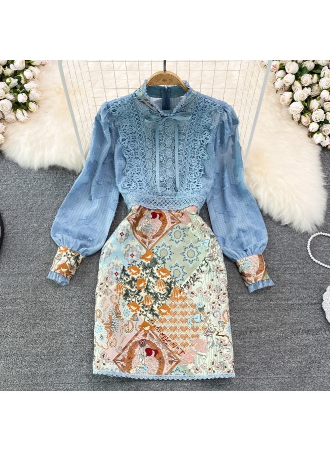 ZAGHOU Vintage Patchwork Lace Dress - Image 1