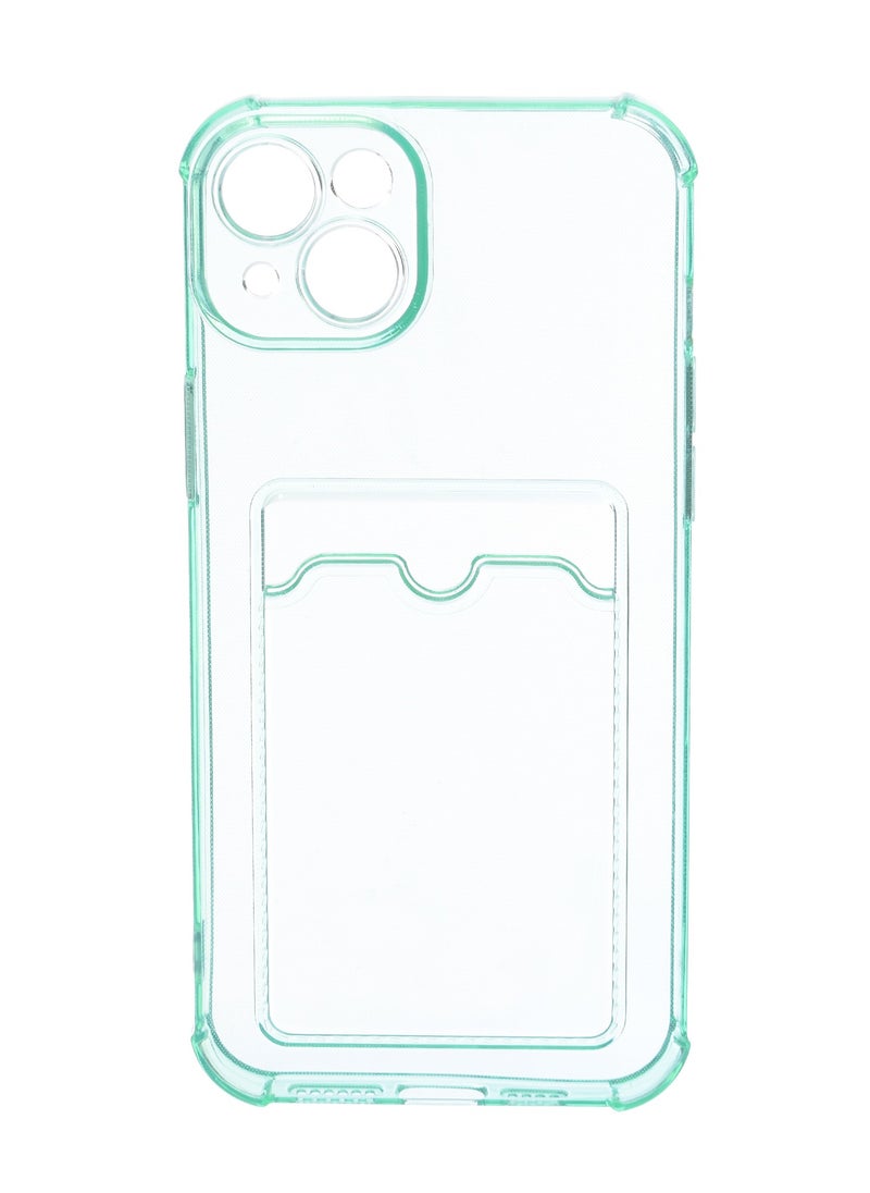 Generic - Silicone Back Phone Protection Cover With Silicone Pocket And Safety Edges For Iphone 15 Plus 6.7 - Transparent Green - Image 1