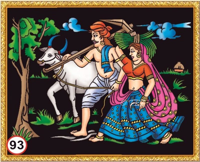 Tez DIY - Emboss Painting Kit, Farming Couple, Medium(13x19 inch), Design No. 93 - Image 1