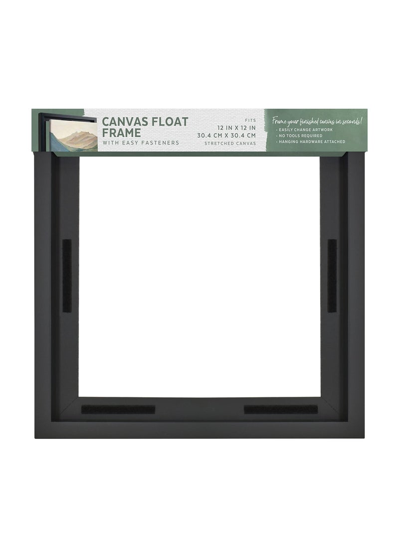 MCS MCS Canvas Float Frames 12x12 Frame Black Square Frame for Finished Canvases Vertical  Horizontal Wall Hanging Frame for Canvas Paintings 1Pack 