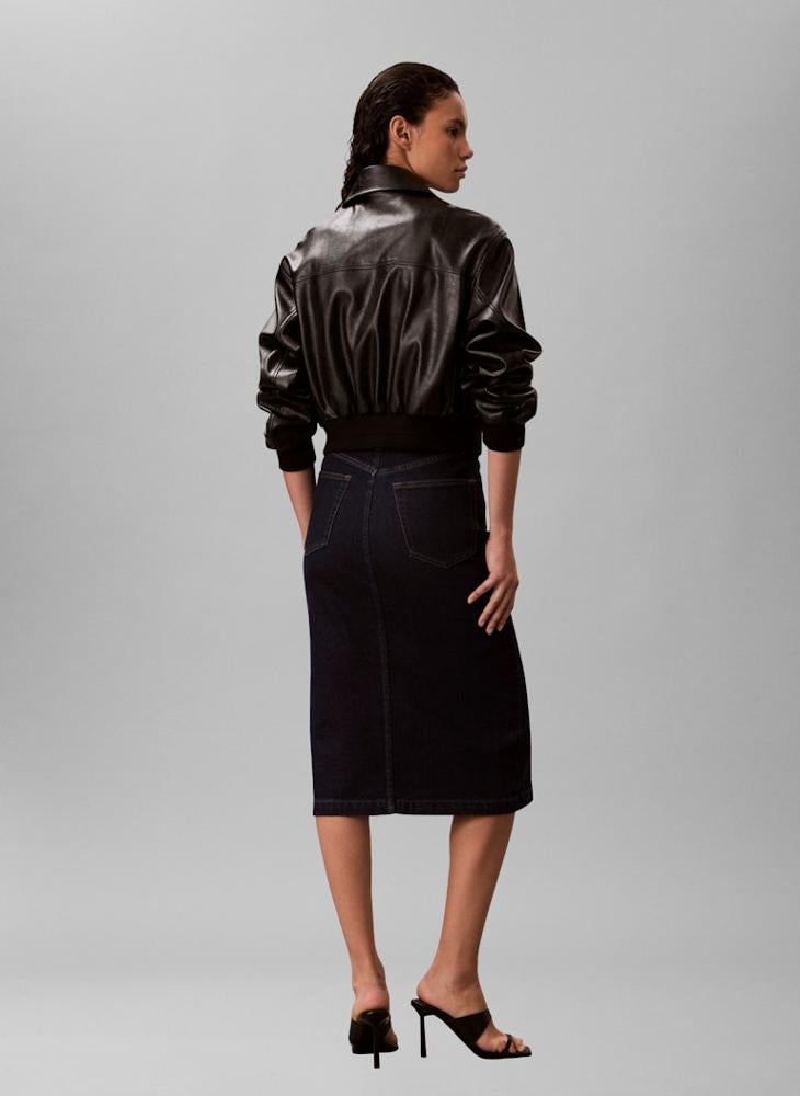Calvin Klein Jeans Front Zip Denim Midi Skirt - Image 2