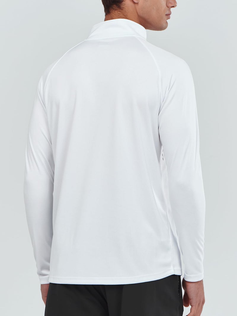 NORTHYARD Quarter Zip Pullover Men Running Shirt Long Sleeve Moisture Wicking Quick Dry Athletic Workout, White, XL - Image 2