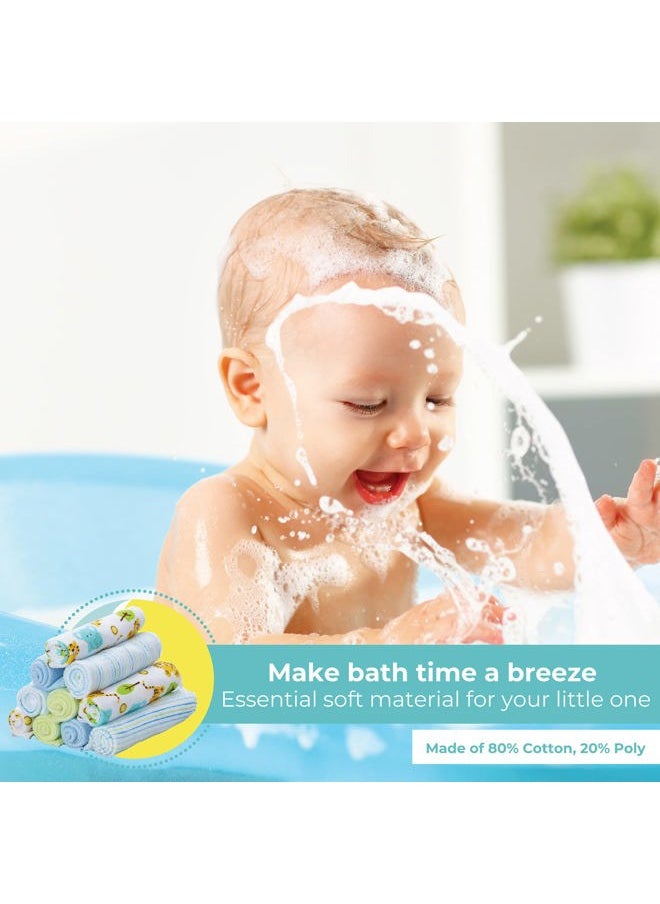 Spasilk 10 Pack Soft Terry Bath Washcloths – Newborn Boy or Girl, Blue Tiger  - Image 5