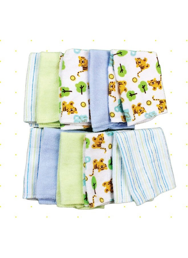 Spasilk 10 Pack Soft Terry Bath Washcloths – Newborn Boy or Girl, Blue Tiger  - Image 3