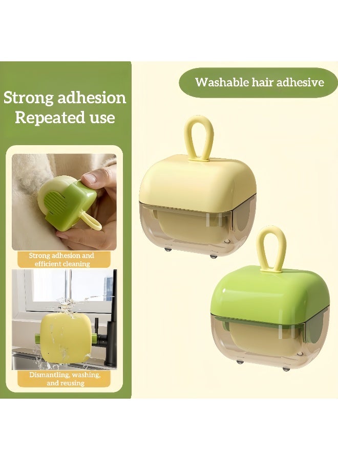 Reusable adhesive roller, lint roller, mini portable lint roller for clothes, pet hair, travel office and family, two in one washable gel, convenient roller lint (green) - Image 1