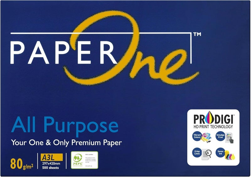 PaperOne™ All Purpose Premium Copy Paper, 80 GSM, A3 Size, 500 Sheets - Image 2