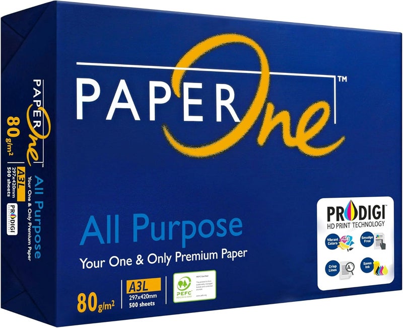 PaperOne™ All Purpose Premium Copy Paper, 80 GSM, A3 Size, 500 Sheets - Image 1