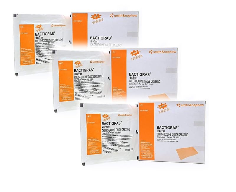 Smith&nephew Smith and Nephew Bactigras Dressing, 10 cm x 10 cm- 3 Pkt (30 Pouches) - Image 3