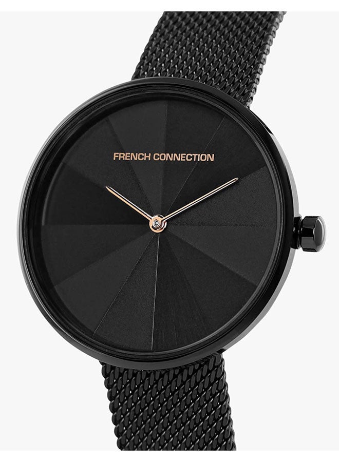 French Connection Women's Analog Watch with Black Dial & Stainless Steel Bracelet  - Image 2