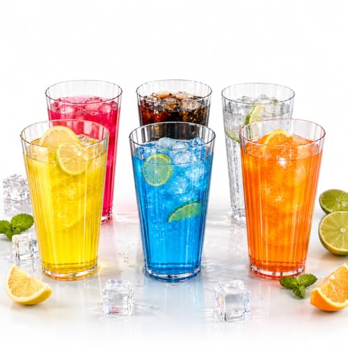AKX Plastic Glass Set of 6 (300 ML) Unbreakable Water Glass | BPA Free Reusable Plastic Cups | Made in India Drinking Glass for Home Kitchen Office Restaurant - Image 1