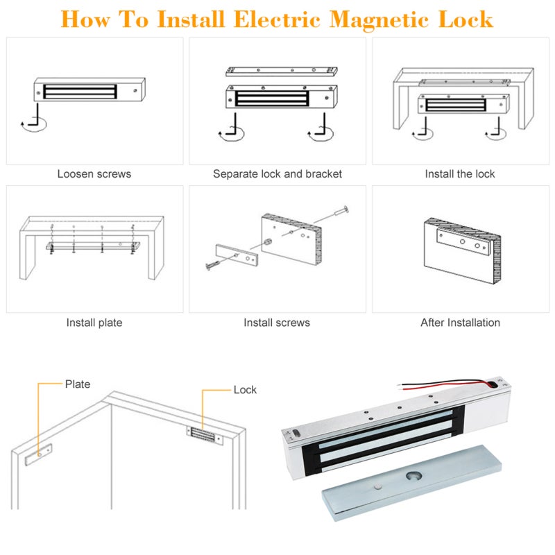 Electromagnetic Lock Kit 180Kgs Holding Force High-Strength Hard-Anodised Aluminum Shell - Built-In Reverse Current Protection Door Lock for Commercial Office & Residential Door Security - Image 4