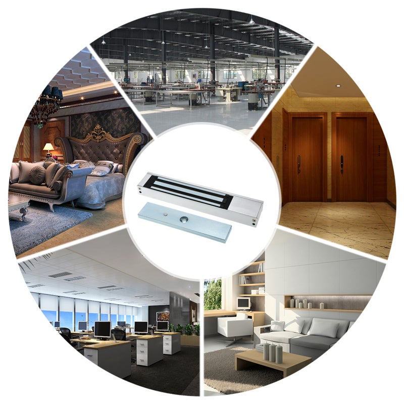 Electromagnetic Lock Kit 180Kgs Holding Force High-Strength Hard-Anodised Aluminum Shell - Built-In Reverse Current Protection Door Lock for Commercial Office & Residential Door Security - Image 2