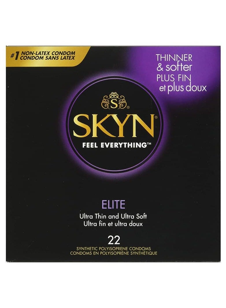 LIFESTYLE Skyn Elite Condoms 22 Count Ultra-Thin Lubricated Latex-Free Condoms - Image 1