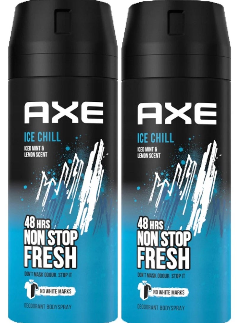 Axe Men Body Spray Deodorant Ice Chill 2 x 150ml - Image 1