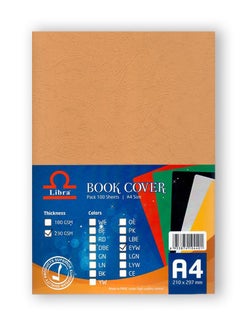 Libra Book cover Embossed Leather Board A4 230gsm Earth Yellow 100 Sheets  - Image 1