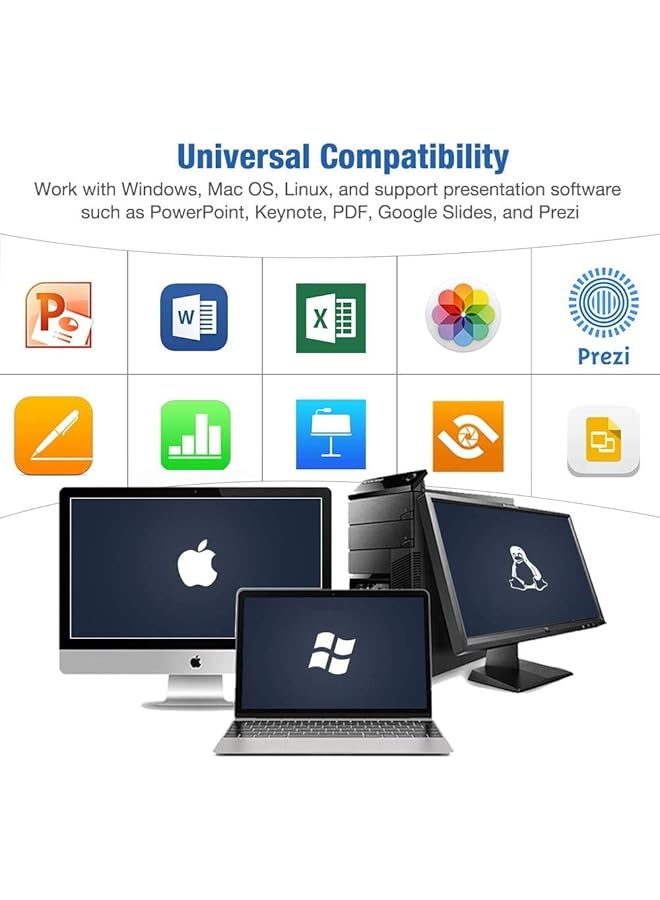 إيروريكس جهاز تحكم عن بعد لاسلكي لمقدم العرض R400 2.4 جيجا هرتز، قلم ليزر أحمر لمقدم العرض التقديمي، مؤشر Ppt - Image 2