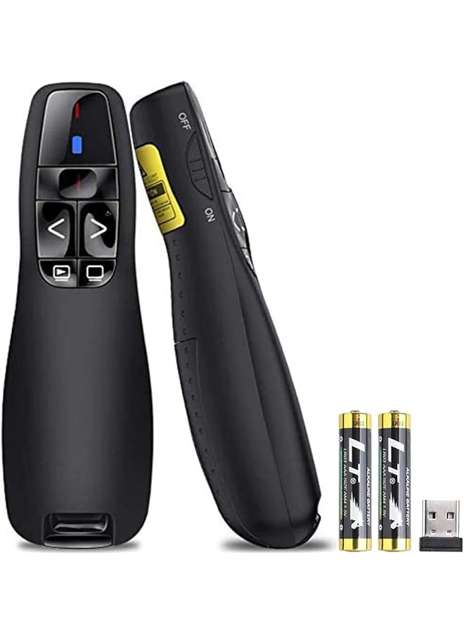 إيروريكس جهاز تحكم عن بعد لاسلكي لمقدم العرض R400 2.4 جيجا هرتز، قلم ليزر أحمر لمقدم العرض التقديمي، مؤشر Ppt - Image 1