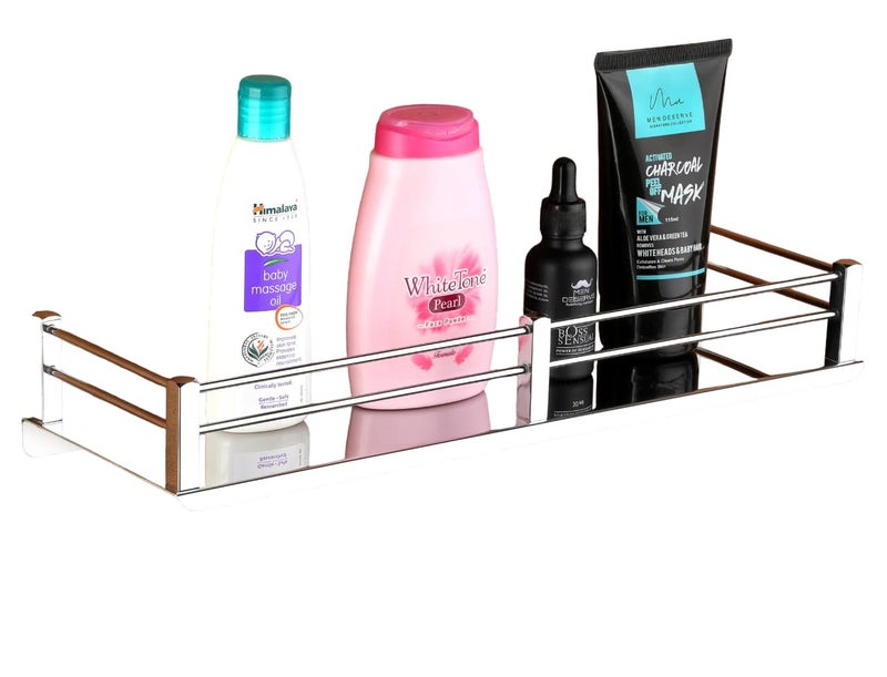 iSTAR Stainless Steel Wall Mounted Rectangular Shelf with Railing | Stylish Multipurpose Accessories Storage Organizer Rack for Home, Kitchen, Bathroom, Living Room, Shower and Hotel Use (12 x 5 Inch) - Image 5