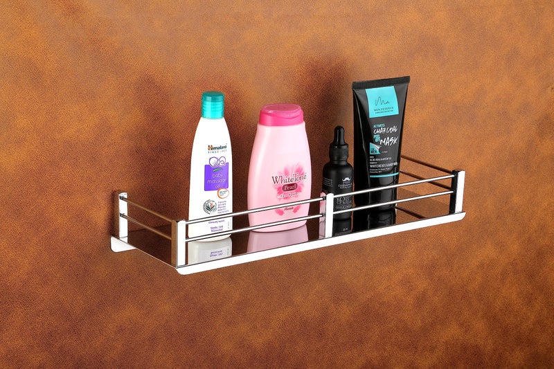 iSTAR Stainless Steel Wall Mounted Rectangular Shelf with Railing | Stylish Multipurpose Accessories Storage Organizer Rack for Home, Kitchen, Bathroom, Living Room, Shower and Hotel Use (12 x 5 Inch) - Image 3