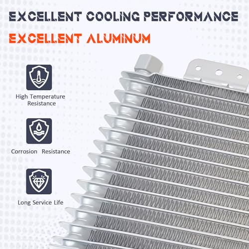 Osakesukar 40k Transmission Oil Cooler Kit Compatible with Heavy Duty 40,000 GVW Max Low Pressure Drop Trans Cooler with Mounting Hardware,Towing Applications and Advanced Cooling Protection #LPD47391 (Silver) - Image 4