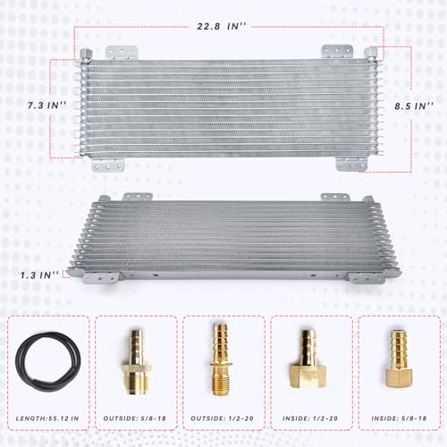 Osakesukar 40k Transmission Oil Cooler Kit Compatible with Heavy Duty 40,000 GVW Max Low Pressure Drop Trans Cooler with Mounting Hardware,Towing Applications and Advanced Cooling Protection #LPD47391 (Silver) - Image 2