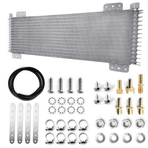 Osakesukar 40k Transmission Oil Cooler Kit Compatible with Heavy Duty 40,000 GVW Max Low Pressure Drop Trans Cooler with Mounting Hardware,Towing Applications and Advanced Cooling Protection #LPD47391 (Silver) - Image 1
