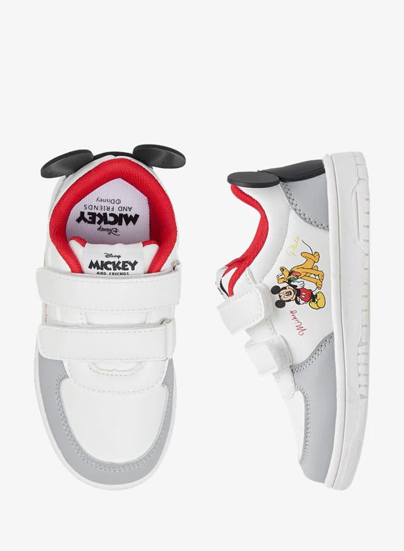 Disney Mickey Mouse Applique Sneakers With Hook And Loop Closure