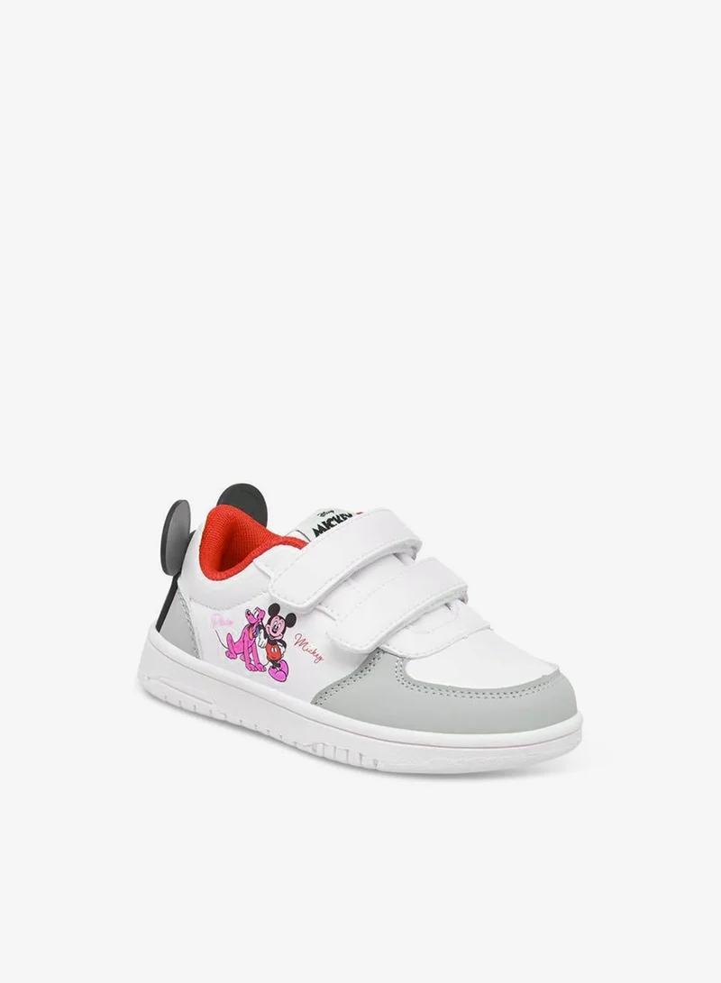 Disney Mickey Mouse Applique Sneakers With Hook And Loop Closure