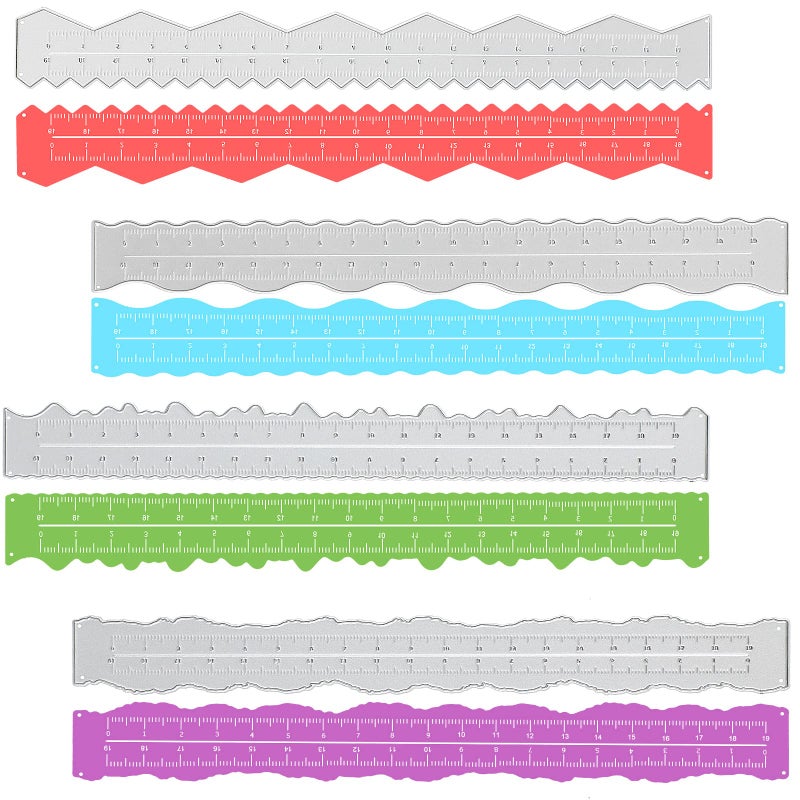 Konohan 4 Pcs Deckle Edge Ruler Metal Paper Tearing Ruler Stainless Steel 84 Inch Irregular Die Cuts Measuring Tool for Crafts Engineering School Office Architect and Drawing