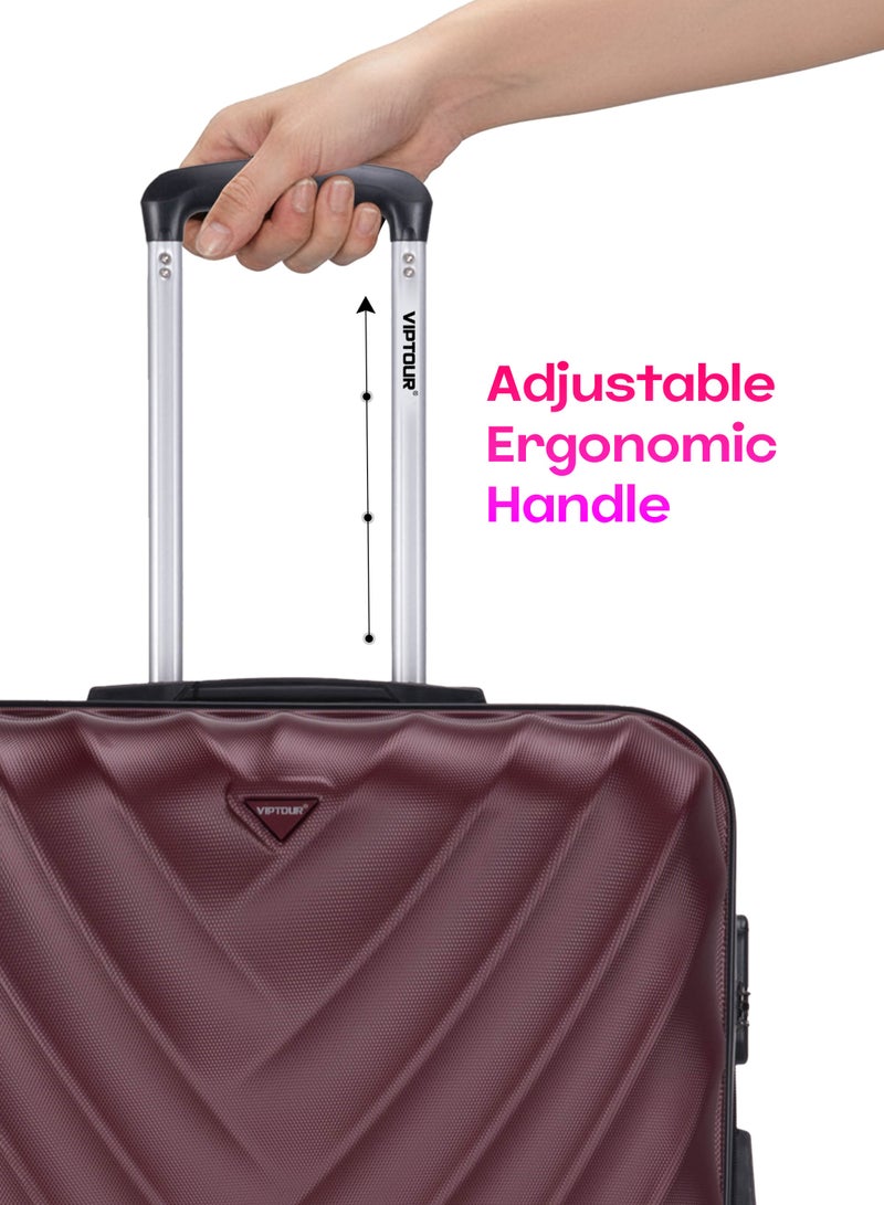 VIPTOUR ABS Material 3-Piece Hard Case Trolley Luggage Set, 4 Quiet 360° Spinner Wheels Suitcase With Combination Lock, Small (2.5kg), Medium (3kg), Large (3.8kg) (20''/24''/28'') - Image 3