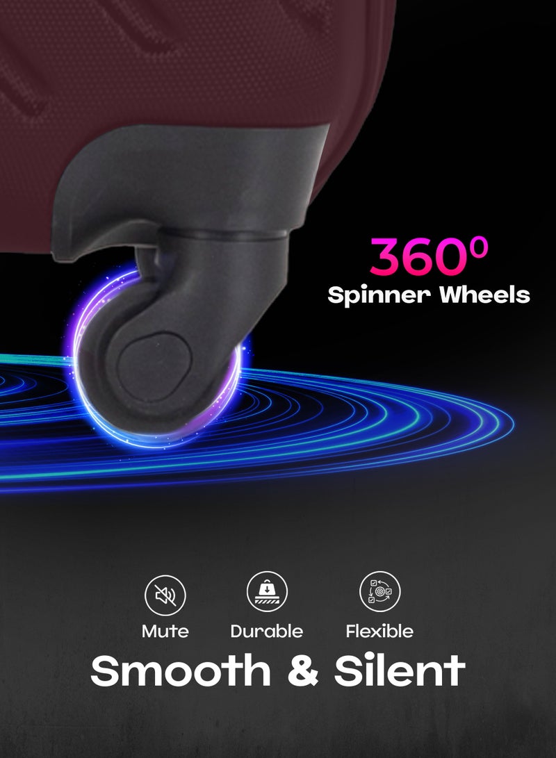 VIPTOUR ABS Material 3-Piece Hard Case Trolley Luggage Set, 4 Quiet 360° Spinner Wheels Suitcase With Combination Lock, Small (2.5kg), Medium (3kg), Large (3.8kg) (20''/24''/28'') - Image 5