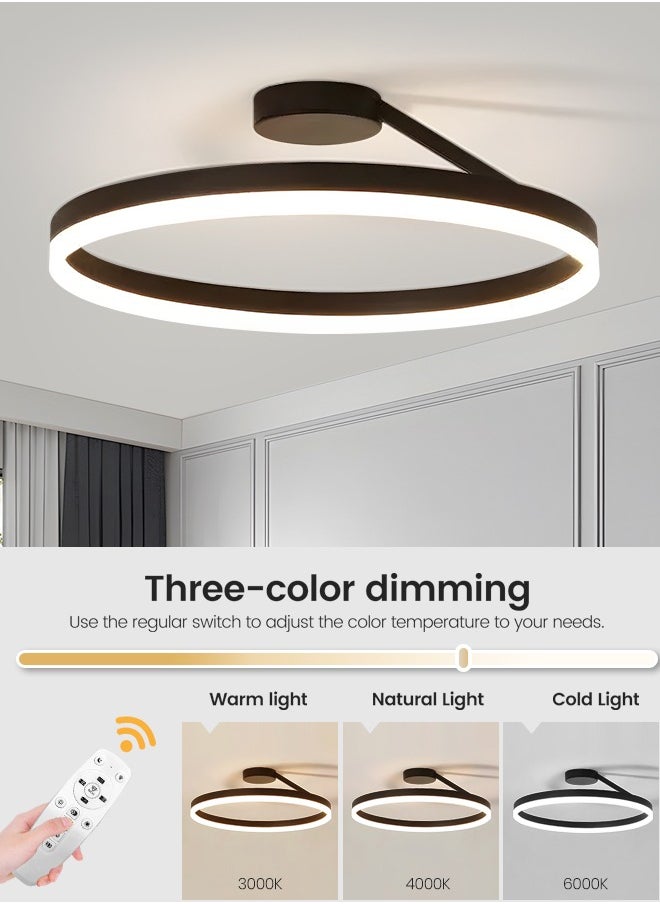 YATAI LIGHTING Modern LED Chandelier, 28W Adjustable Dimmable LED Ceiling Light Fixture with Remote Control, 3-Color Temperature (3000K-6000K), 19.6" Flush Mount Light for Bedroom/Living Room, Black  - Image 3