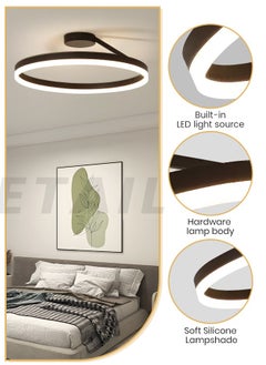 YATAI LIGHTING Modern LED Chandelier, 28W Adjustable Dimmable LED Ceiling Light Fixture with Remote Control, 3-Color Temperature (3000K-6000K), 19.6" Flush Mount Light for Bedroom/Living Room, Black  - Image 4