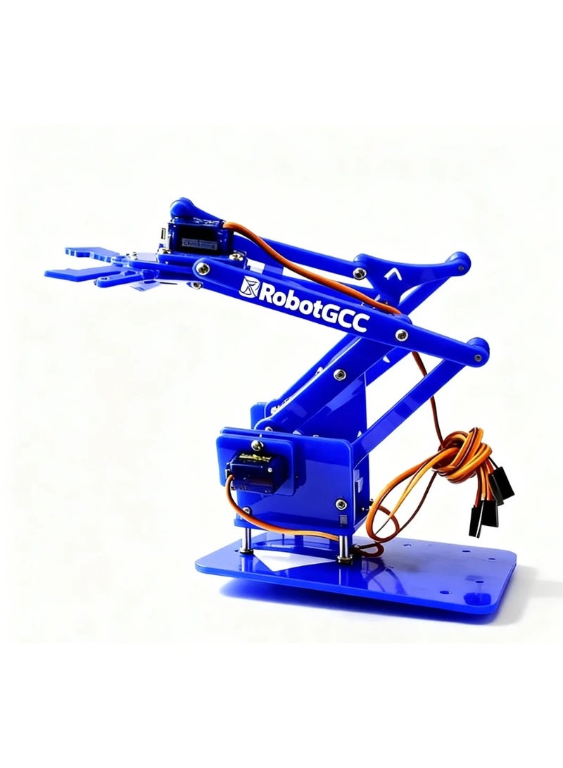 robotgcc 4DOF Robotic Arm Kit with Servo Motors, DIY Acrylic Robot Claw Manipulator for Arduino, Programmable STEM Robotics Mechanical Arm, Educational Engineering Training Platform - Image 1