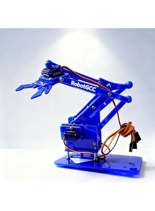 robotgcc 4DOF Robotic Arm Kit with Servo Motors, DIY Acrylic Robot Claw Manipulator for Arduino, Programmable STEM Robotics Mechanical Arm, Educational Engineering Training Platform - Image 2